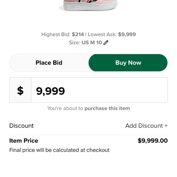 BAPE sta 20th anniversary size 10 mens